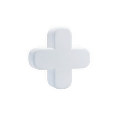 Fototapeta premium 3d icon of a single white plus sign symbol, isolated on transparent background