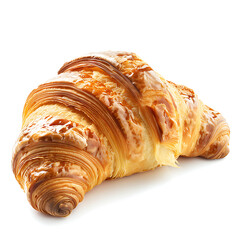 Fototapeta premium Golden, flaky croissant with a glossy finish