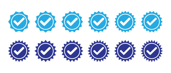 Verified check mark vector icon set. isolated on white background for design.