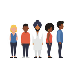 A group of diverse businesspeople is working together in a dynamic office setting