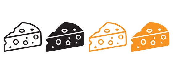 Cheese icon set. isolated on white background in different styles and colors.