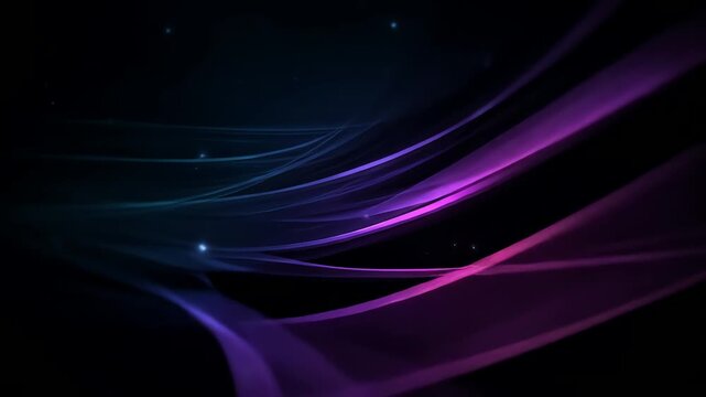 Abstract animated background with moving purple and blue light trails over a dark backdrop suitable for visuals related to technology or futuristic themes.