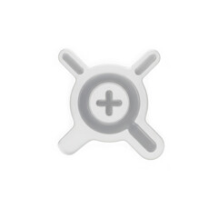 3d icon of a simple, stylized icon representing a magnifying glass with a plus symbol inside, isolated on transparent background