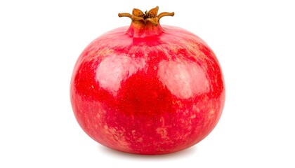 Single Pomegranate Fruit on White Background