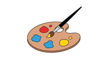 Artistic palette illustration with vibrant colors and paintbrush, suitable for creative projects, educational materials, and design applications.