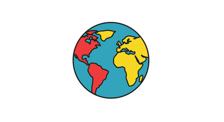 Colorful Cartoon Globe Illustration Depicting Earth's Continents for Educational Materials and Global Awareness Campaigns.
