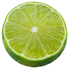 Close-Up of Fresh Green Lime Slice Showing Juicy Segments and Texture