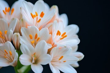 Fototapeta premium Close-up of delicate, pale-cream flowers with orange stamens