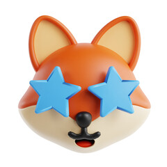 Cartoon Style Funny Fox Head with Star Shaped Sunglasses Illustration