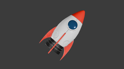 A dynamic vector illustration of a red rocket ship launching into space, a symbol of technology, science, and adventure,PNG