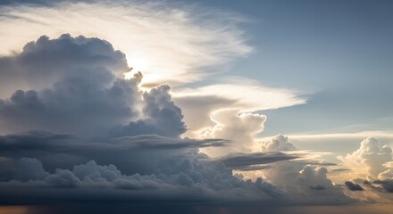Dramatic Cloudy Sky with Sunlight Breaking Through the Clouds