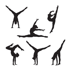 Gymnastics Silhouette Poses Vector Design