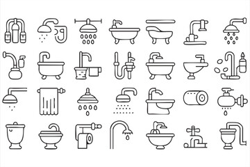 Plumbing and Sanitary Icons Pack for Construction and Repair