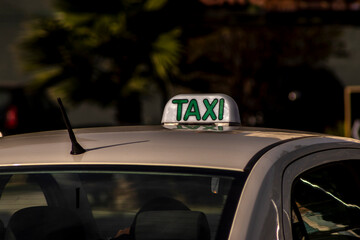 Sao Paulo, SP, Brazil, July 25, 2025. Close-up of a taxi roof light, highlighting urban transport service in Sao Paulo city, Brazil