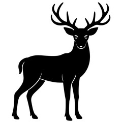 Majestic black stag silhouette with antlers