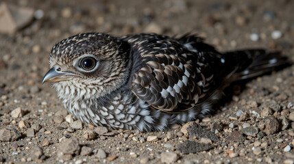 Square-tailed Nightjar or Mozambique Nightjar resting on the ground
