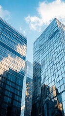 Obraz premium Modern glass skyscrapers, low-angle view