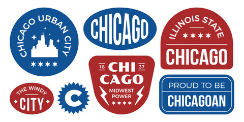 Chicago vintage sreetwear style stickers and badges collection.Urban style city typography graphic design.