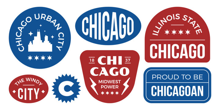 Chicago vintage sreetwear style stickers and badges collection.Urban style city typography graphic design.