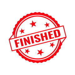 Finished Red Rubber Stamp Sign Vector. Finished Stamp Template.	