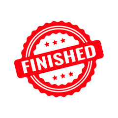 Finished Red Rubber Stamp Sign Vector. Finished Stamp Template.	