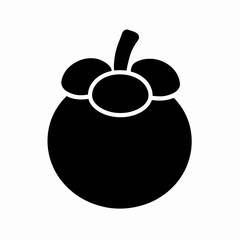 Fototapeta premium Black and White Icon of Fruit with Leaf and Stem in Minimalist Style
