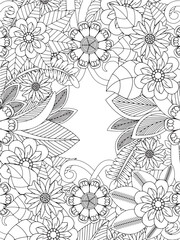 Handmade flower doodle coloring pages for adults 