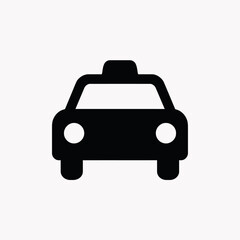 Obraz premium Black Taxi Cab Icon on White Background Simplistic Transportation Symbol