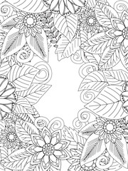 Fototapeta premium Handmade flower doodle coloring pages for adults 