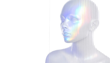 Holographic Mannequin Head Futuristic Technology and Innovation.