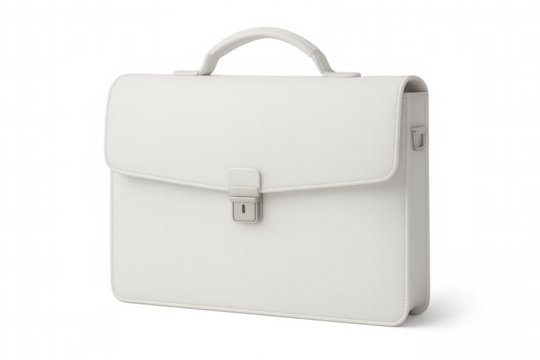 Stylish white leather briefcase isolated on transparent background, perfect for business professionals - Powered by Adobe