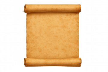 Vintage parchment scroll unfurling, revealing weathered texture and open space for historical narrative or archival text