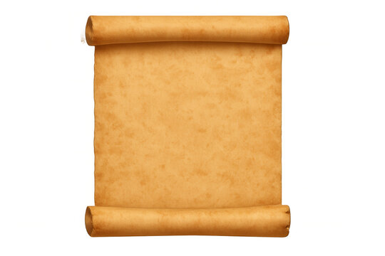 Vintage parchment scroll unfurling, revealing weathered texture and open space for historical narrative or archival text