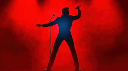 Silhouette performer stage performance red background