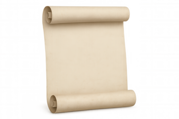 Old blank rolled-up paper scroll with transparent background, creating a vintage and elegant feel, ideal for displaying messages or announcements