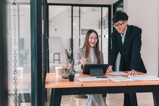 Engaging teamwork in a modern office collaborative business meeting space for professional discussions
