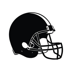 Illustration of a black and white American football helmet on white background, football helmetsilhouette vector illustration