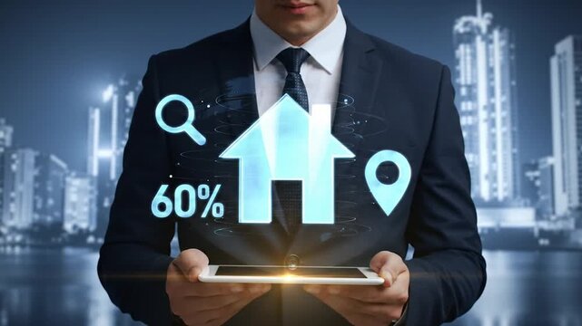 businessman pushing a button on a touch screen