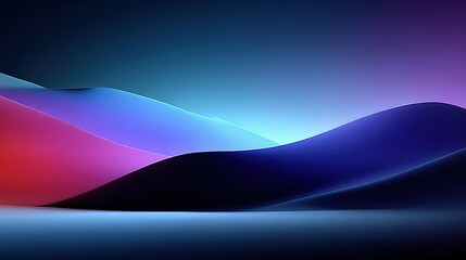 Abstract gradient background with flowing shapes in shades of blue purple and red.