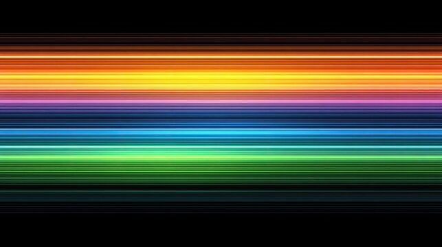 Layered parallel glowing lines in spectrum colors on a black background