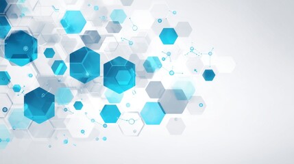 Futuristic healthcare and medical innovation concept with abstract geometric hexagon pattern, science and technology background design for medicine and research