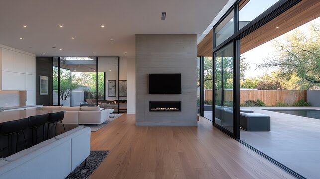 A modern TV antenna mounted on a sleek wall in a luxury home