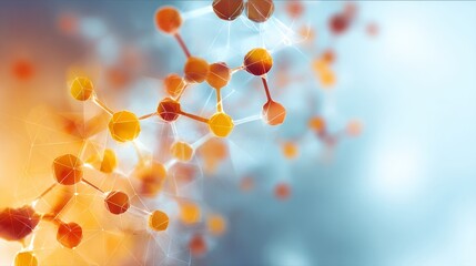Abstract molecular and chemical structure background with geometric polygonal shapes, futuristic medical and scientific design for research, biotechnology, and healthcare innovation