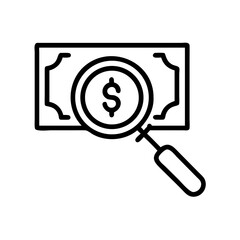 Magnifying Glass Over Dollar Icon for Web and Graphic Design