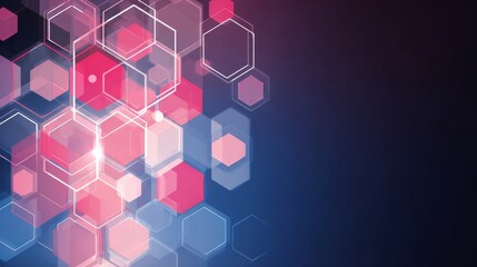 Modern healthcare and medical innovation concept with abstract geometric hexagon shapes, science and medicine technology background, horizontal web banner design, futuristic health care illustration