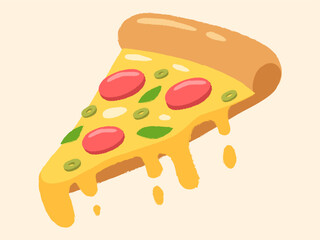 A mouthwatering slice of pizza, perfectly crafted with pepperoni and green olive toppings, is an irresistible display of culinary artistry.