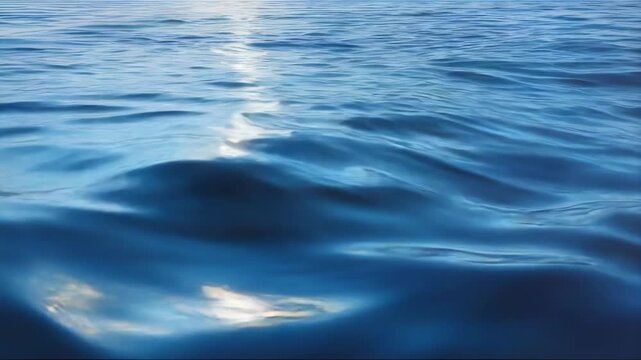 Relaxing Ocean View with Gentle Waves Reflecting Sunlight, Calming Blue Water Scenery