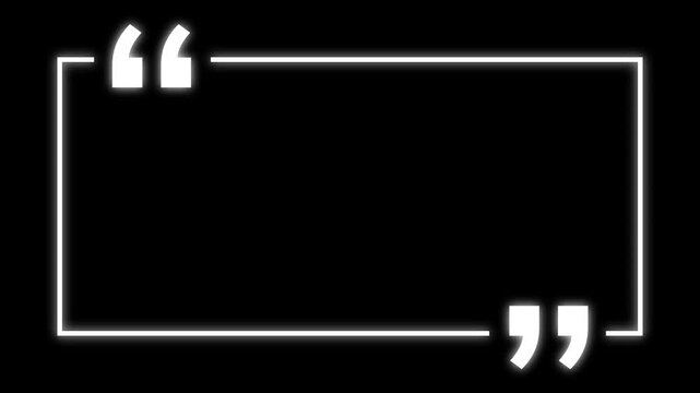 Animated white quote design with glitter on a black background