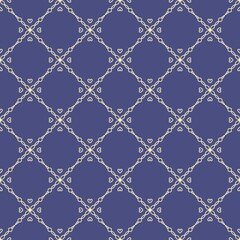 Fototapeta premium Elegant blue and gold seamless pattern with heart-shaped chains, perfect for luxury backgrounds, digital art, or decorative designs.