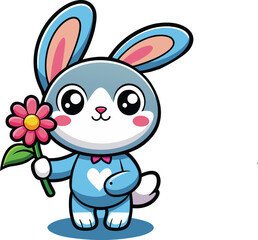 Obraz premium Cartoon Rabbit, Cute Cartoon Rabbit, Cute Cartoon Rabbit Vector Set, Adorable Rabbit Vector Art.